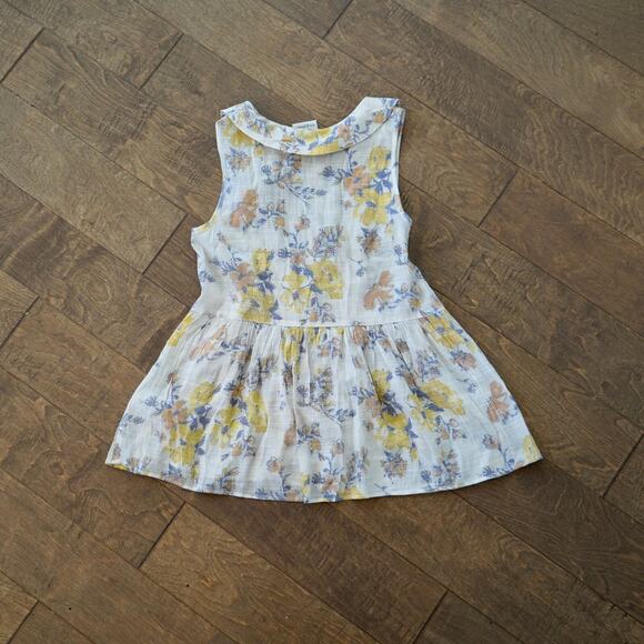 Ag Plus Top Medium White‎ Floral Sleeveless Pleated Casual Button Front - Picture 2 of 7